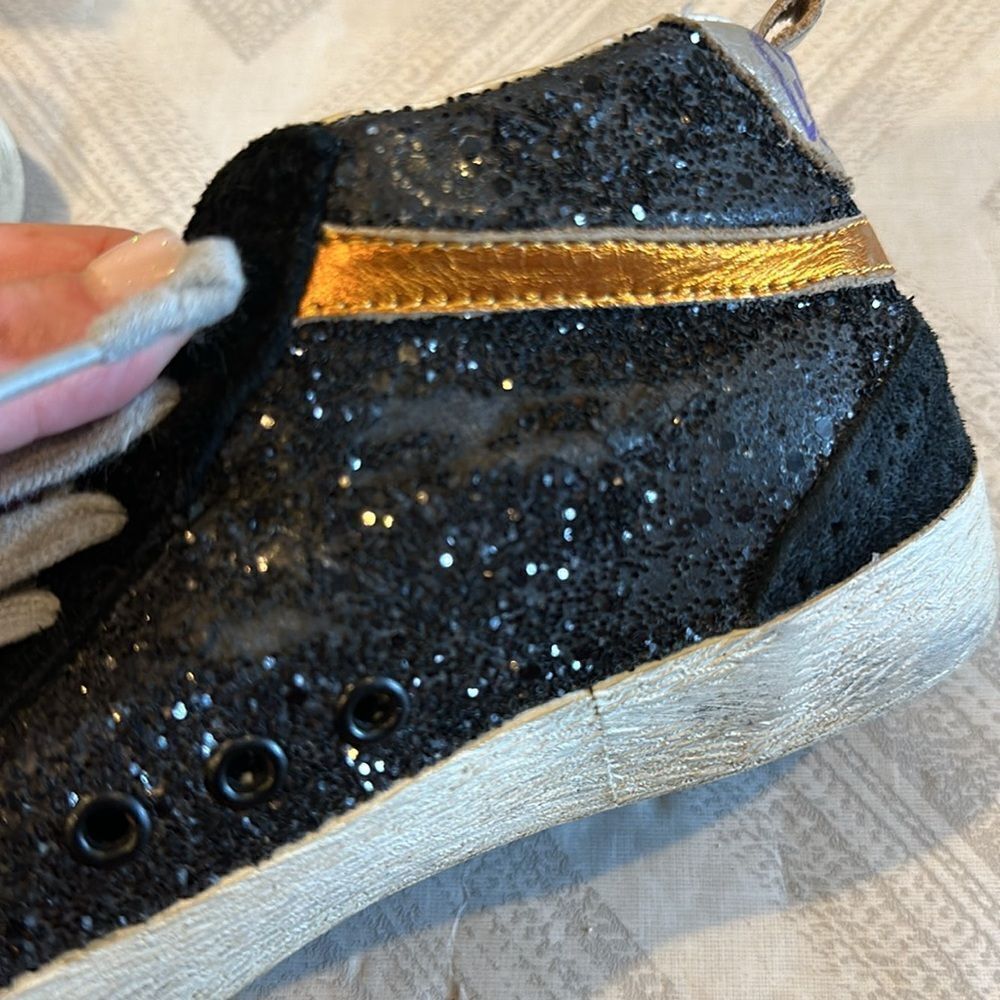 Golden Goose Mid Star Black Glitter and Silver Star Sneakers - Size 37 - Picture 10 of 12